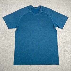 Lululemon Shirt Mens Medium Blue Metal Vent Tech Training Casual Gym Workout